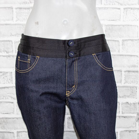 Comme de Garcons Junya Watanabe Crop Jeans Indigo satin pleated waist 36w - Picture 7 of 9